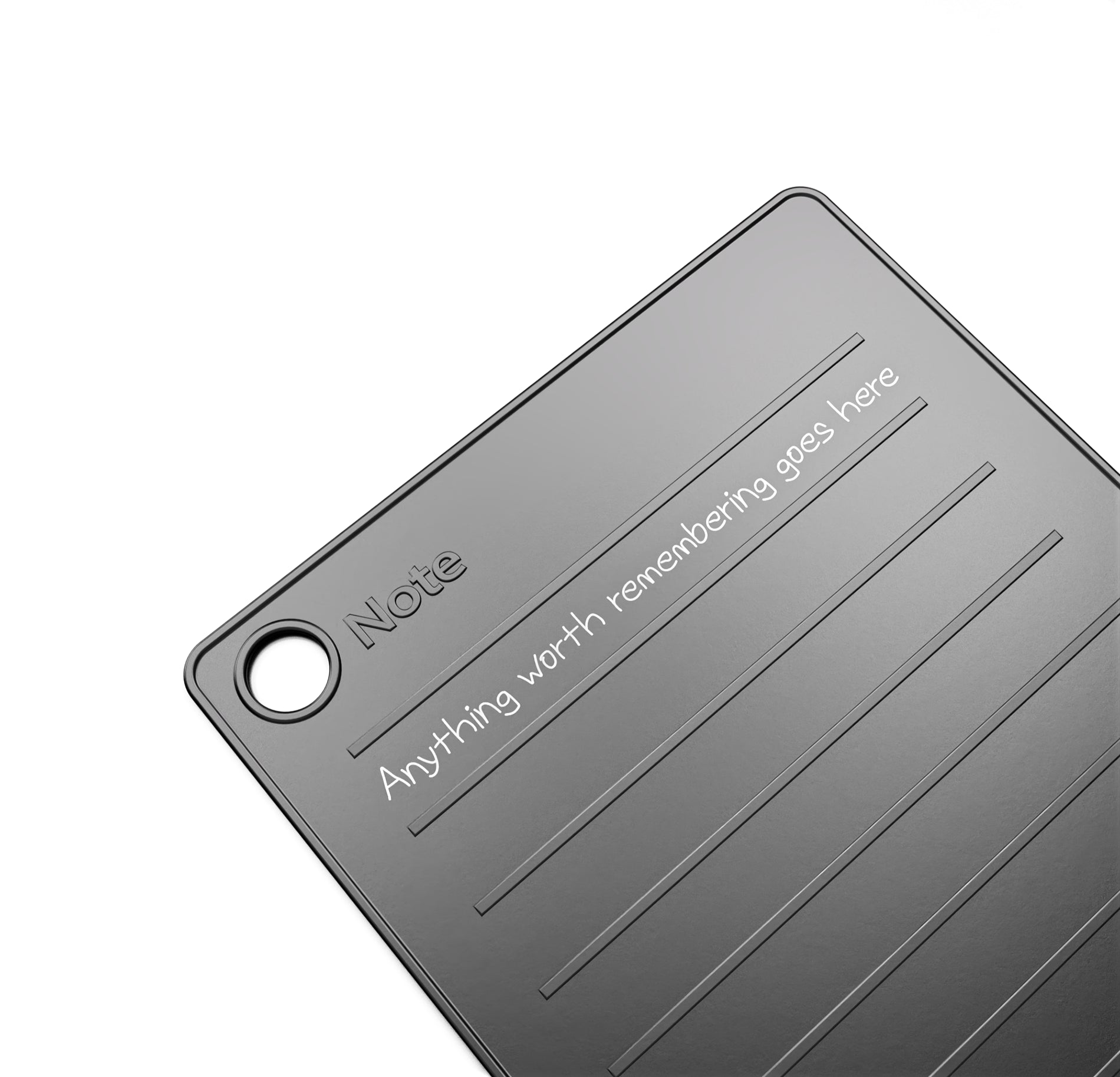 Steel note wallet with etched words - Anything worth remembering goes here