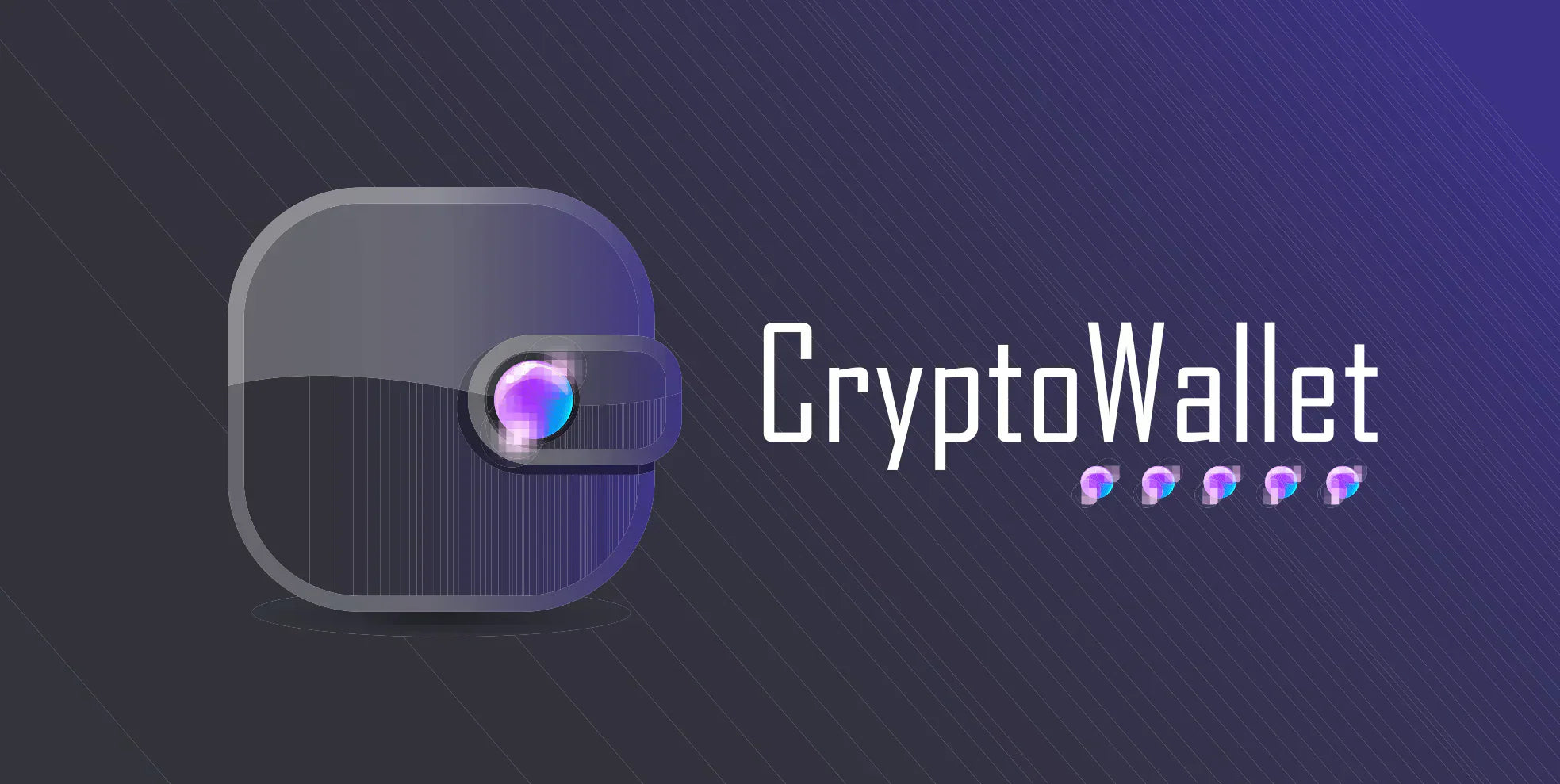 Graphic image of a purple wallet and the words CryptoWallet.