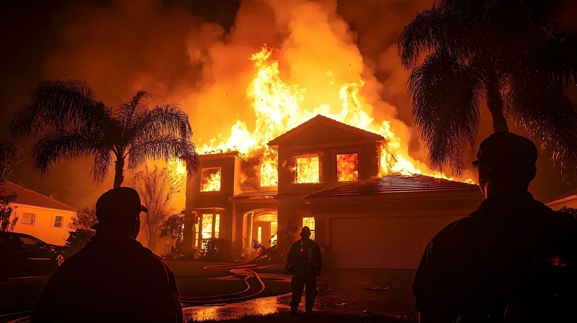house fire burning