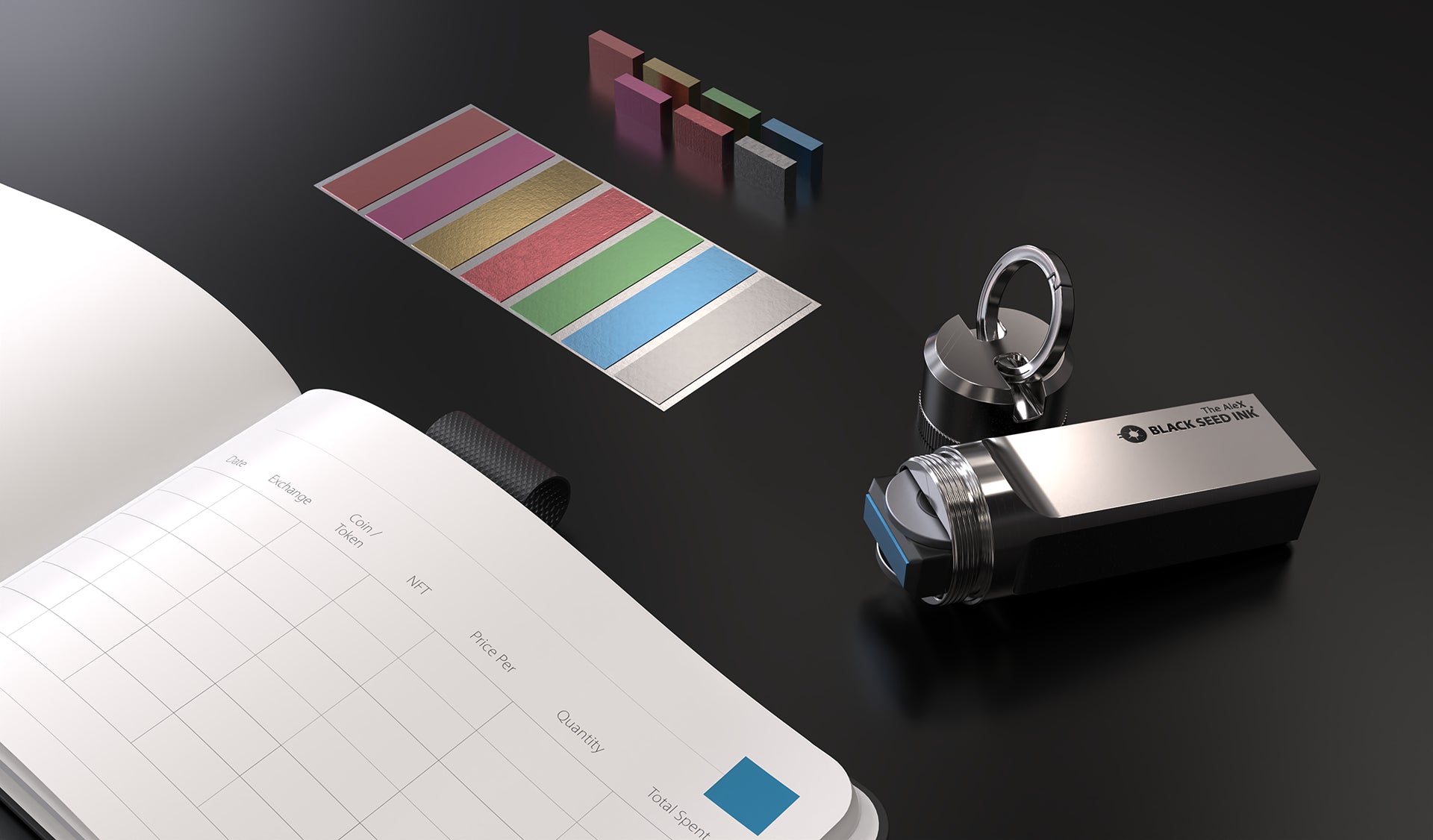 The IndeX stone paper crypto transaction record notebook by Black Seed Ink