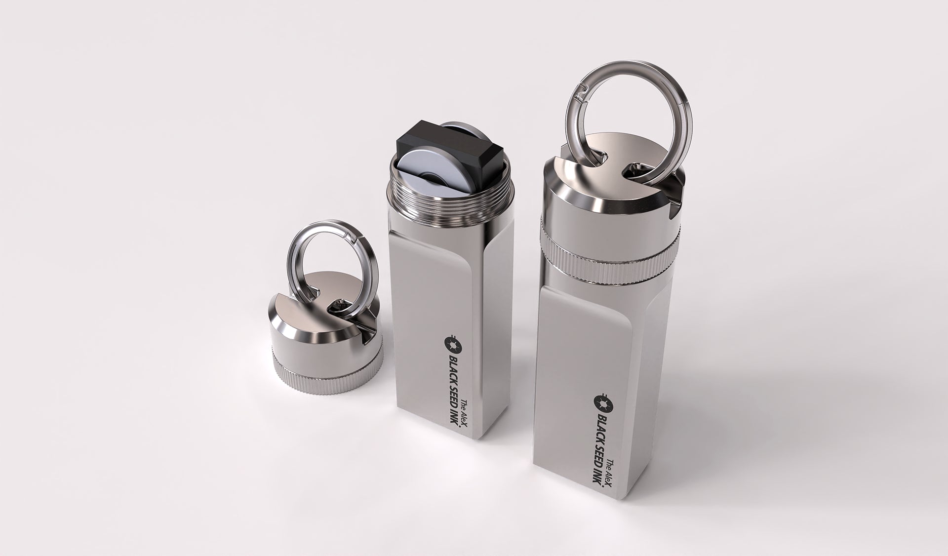 Two brush finish titanium storage capsule for Ledger Nano wallets
