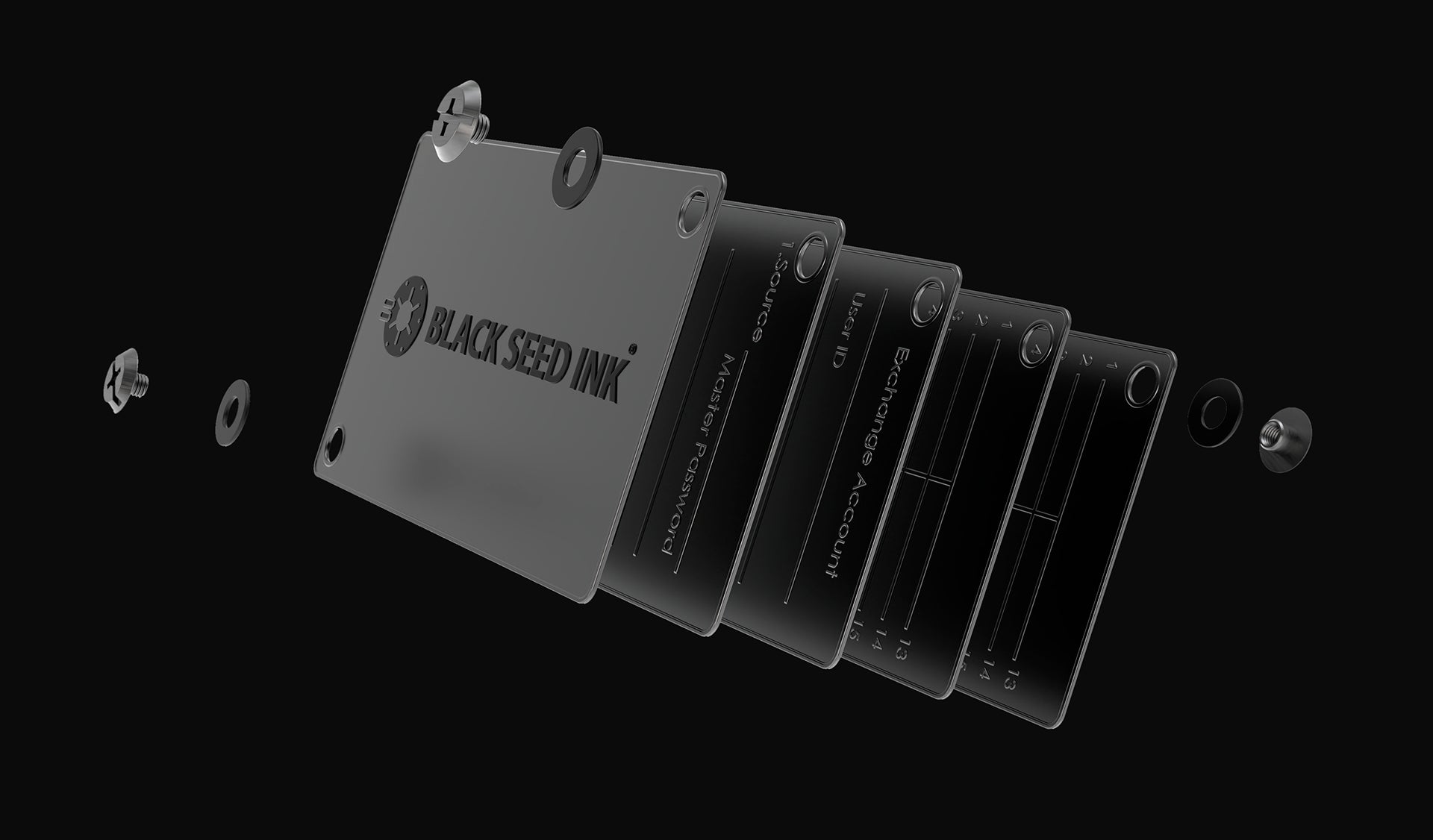 Multiple cold wallets including seed, crypto exchange and master password in stack formation