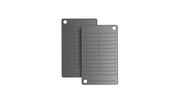 Two black metal crypto backup plates.