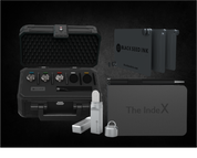 Black Seed Ink crypto security bundle, featuring a secure storage case with combination locks, metal seed phrase backup plates, The IndeX notebook, a black pen, and additional security accessories for protecting cryptocurrency assets.